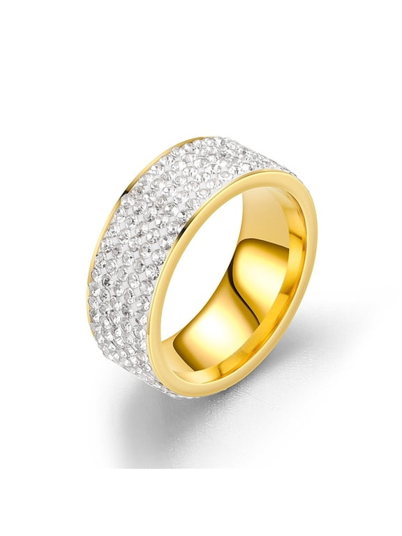 Cluster Circle Ring for Women and Men 14K Gold-Plated with White Cubic Zirconia, Birthday Gift, Size 10, Gift Box Included