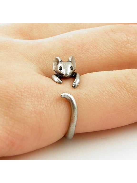Open Mouse Ring for Women and Men Silver-Toned, Daily Wear, Size Adjustable, Gift Box Included