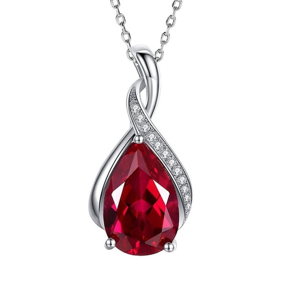 VOLALO Teardrop Shape Pendant Anchor Chain Necklace for Women with Red ...