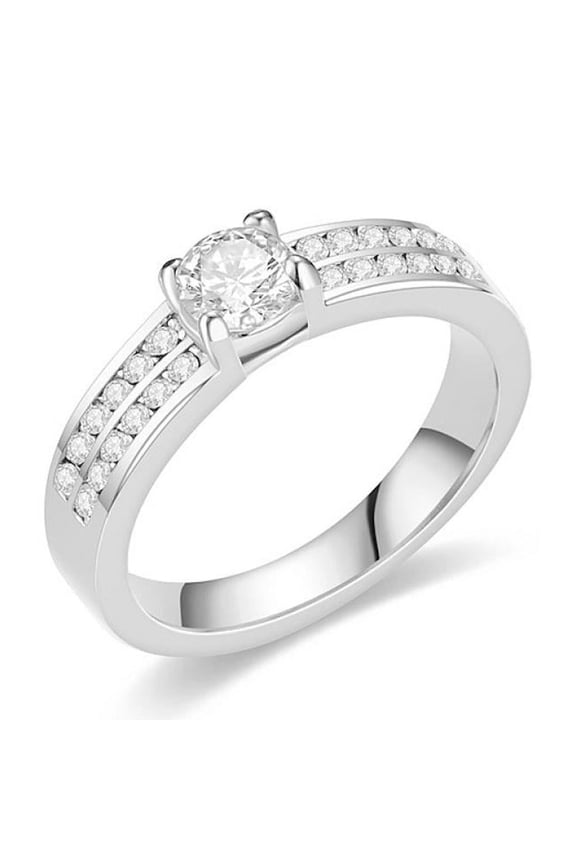 Titanium Mens CZ Wedding Band Engagement Ring Comfort Fit Statement Jewelry With White Gift Box Packaging