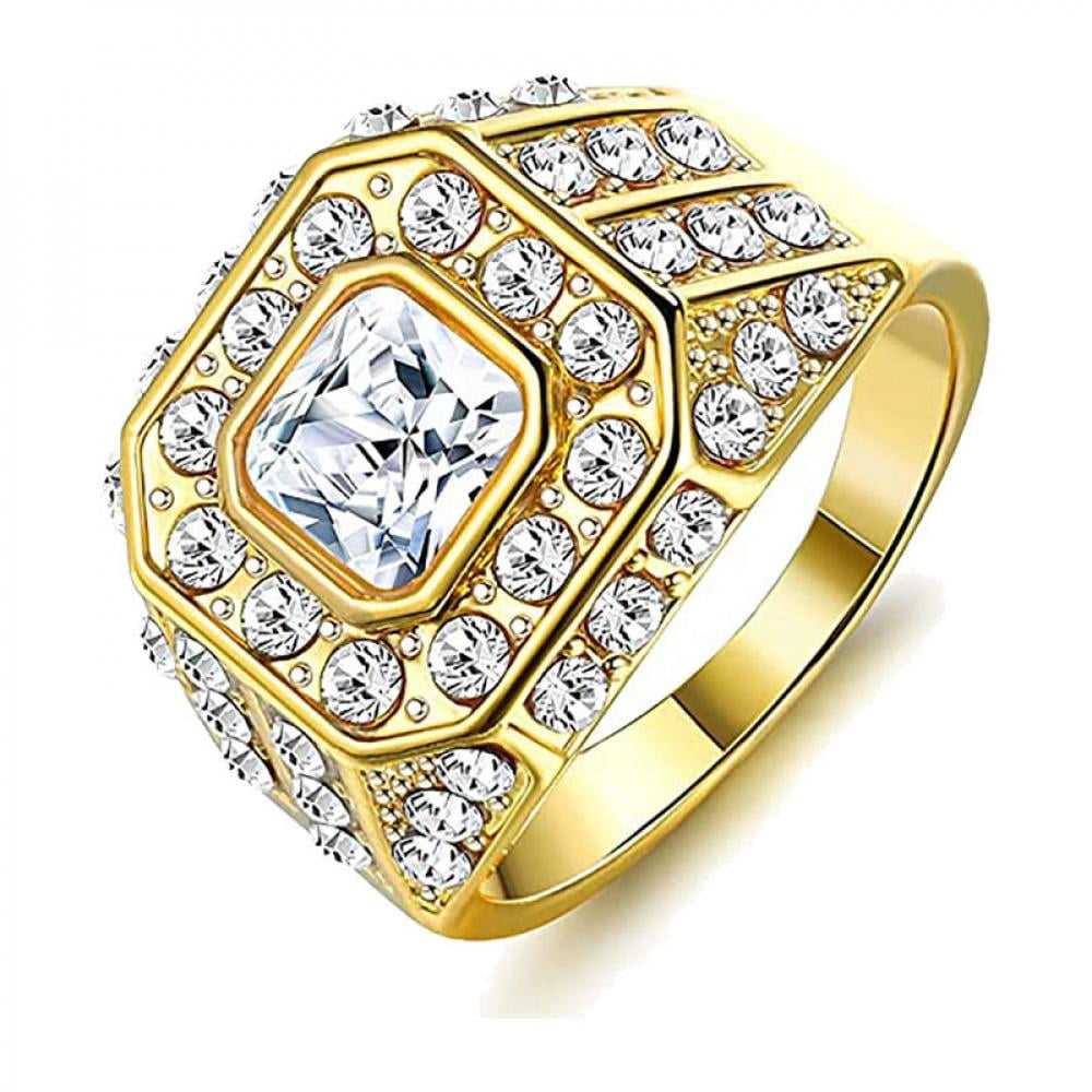 Men Rings Package VOLALO Titanium Mens Wedding Ring CZ Engagement Band Comfort Fit ...