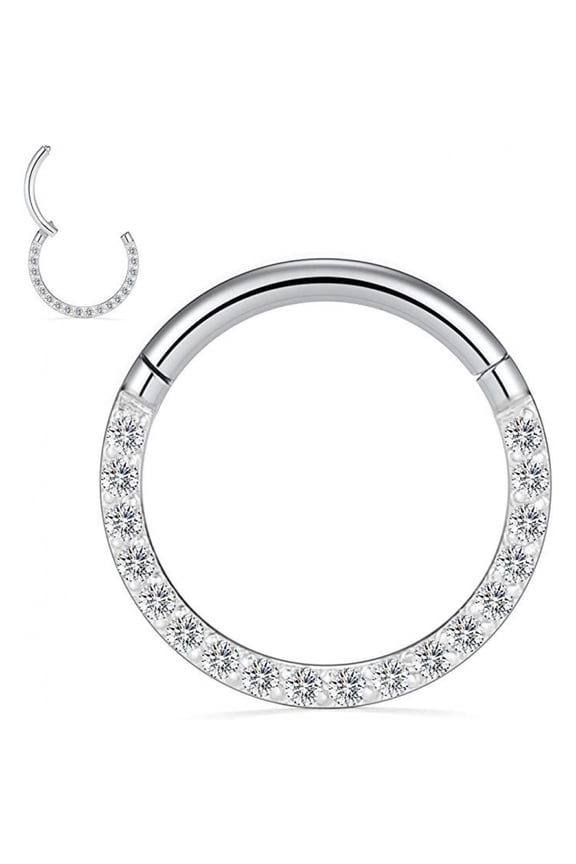 Titanium Micro Gem Hinged Nose Hoop Beauty Jewelry