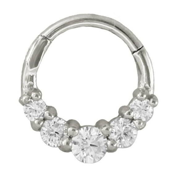 VOLALO Titanium Micro Gem Hinged Nose Hoop Beauty Jewelry