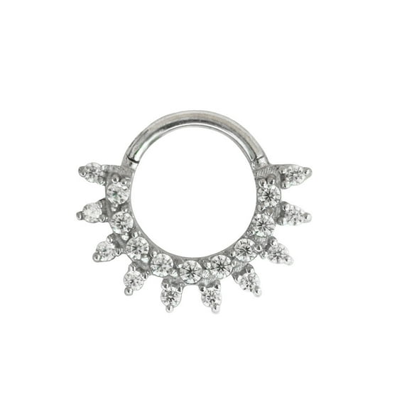 VOLALO Titanium Micro Gem Hinged Nose Hoop Beauty Jewelry