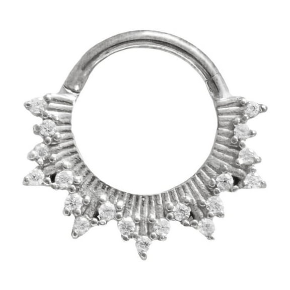 VOLALO Titanium Micro Gem Hinged Nose Hoop Beauty Jewelry