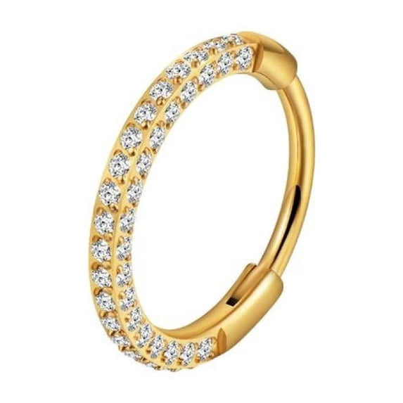 VOLALO Titanium Triple Sided Micro Gem Hinged Nose Hoop Beauty Mark Jewelry