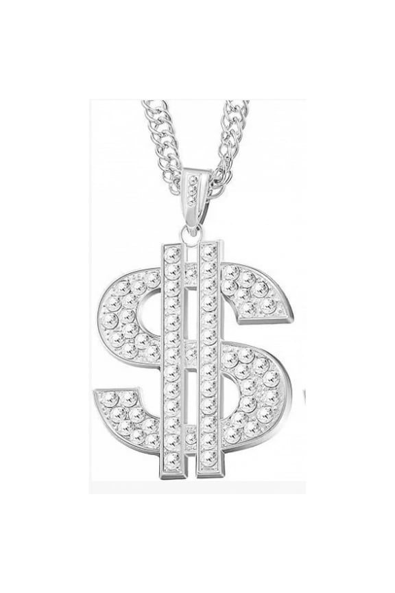 Unisex Personalized Hip Hop Cubic zirconia Dollar Symbol Pendant Necklace For Men Or Women Gift