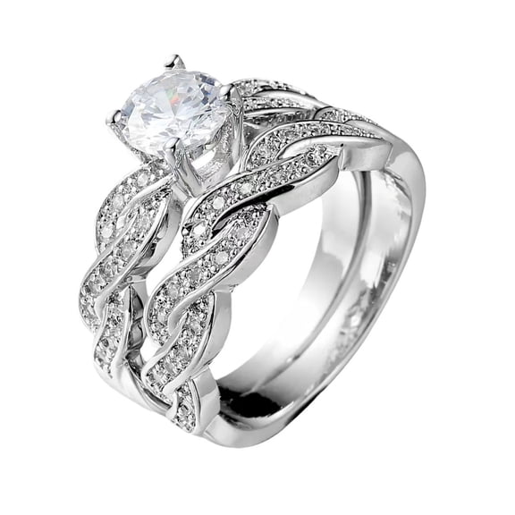 APIPEE Heart Solitaire Engagement & Wedding Ring Set for Women and Men ...