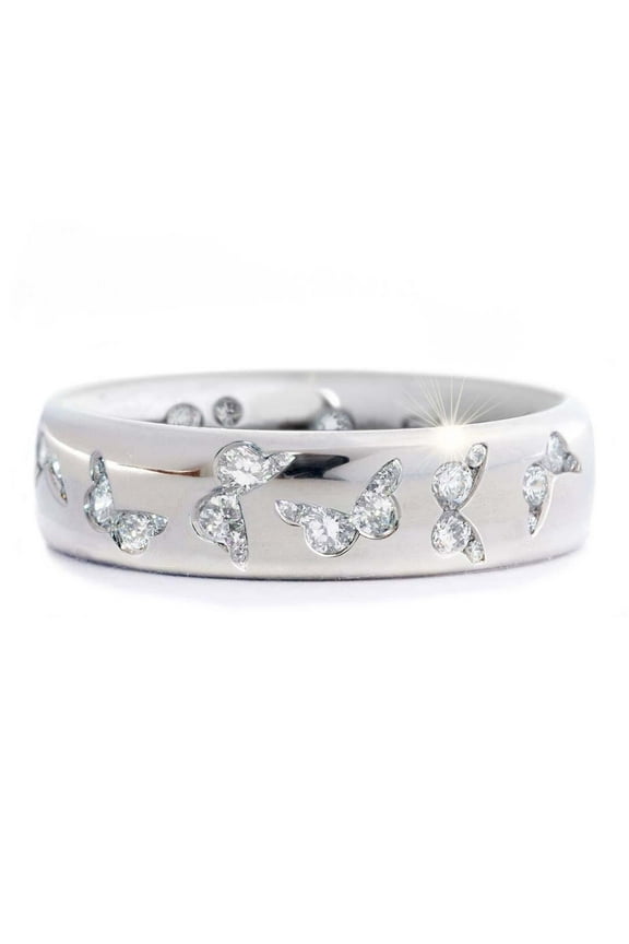 Women 925 Sterling Silver Butterfly Cubic Zirconia Inlay Thumb Ring Stress Anxiety Rings Women's Jewelry Lady Birthday Mother's Day Gifts