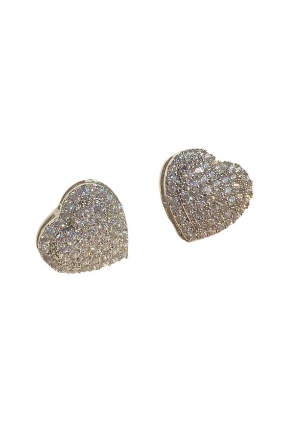 Women Spring Cubic Zirconia & Heart Stud Earrings As Gift, Luxury Jewelry, Elegant All-match Jewelry for s Gift, Female Classic Fashion Accessories for Daily Wear, Valentine's Day, Gift