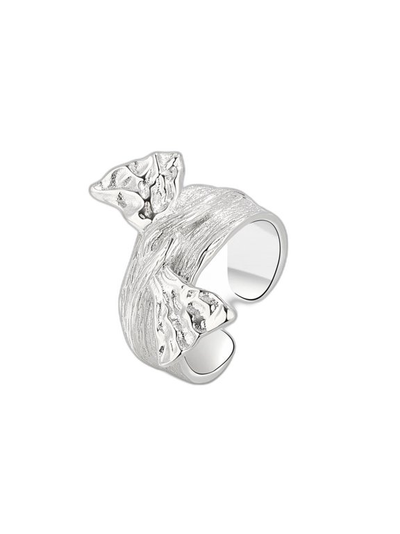 Open Bow Ring for Women Silver Toned for Everyday Adjustable Size Gift Box Included