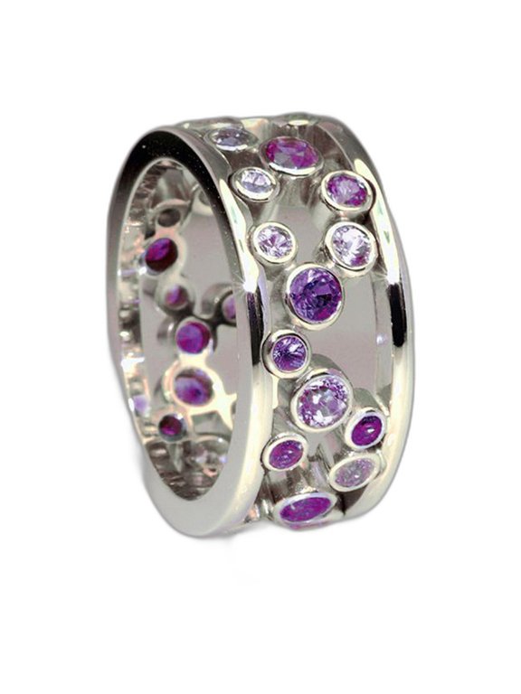 Filigree Ring for Women with Purple and Clear Cubic Zirconia for Everyday Size 8 Gift Box Included