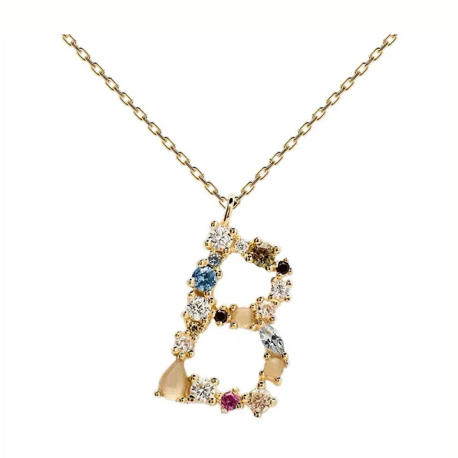 VOLALO Women's Letter B Initial Cable Chain Necklace 14K Gold-Plated ...