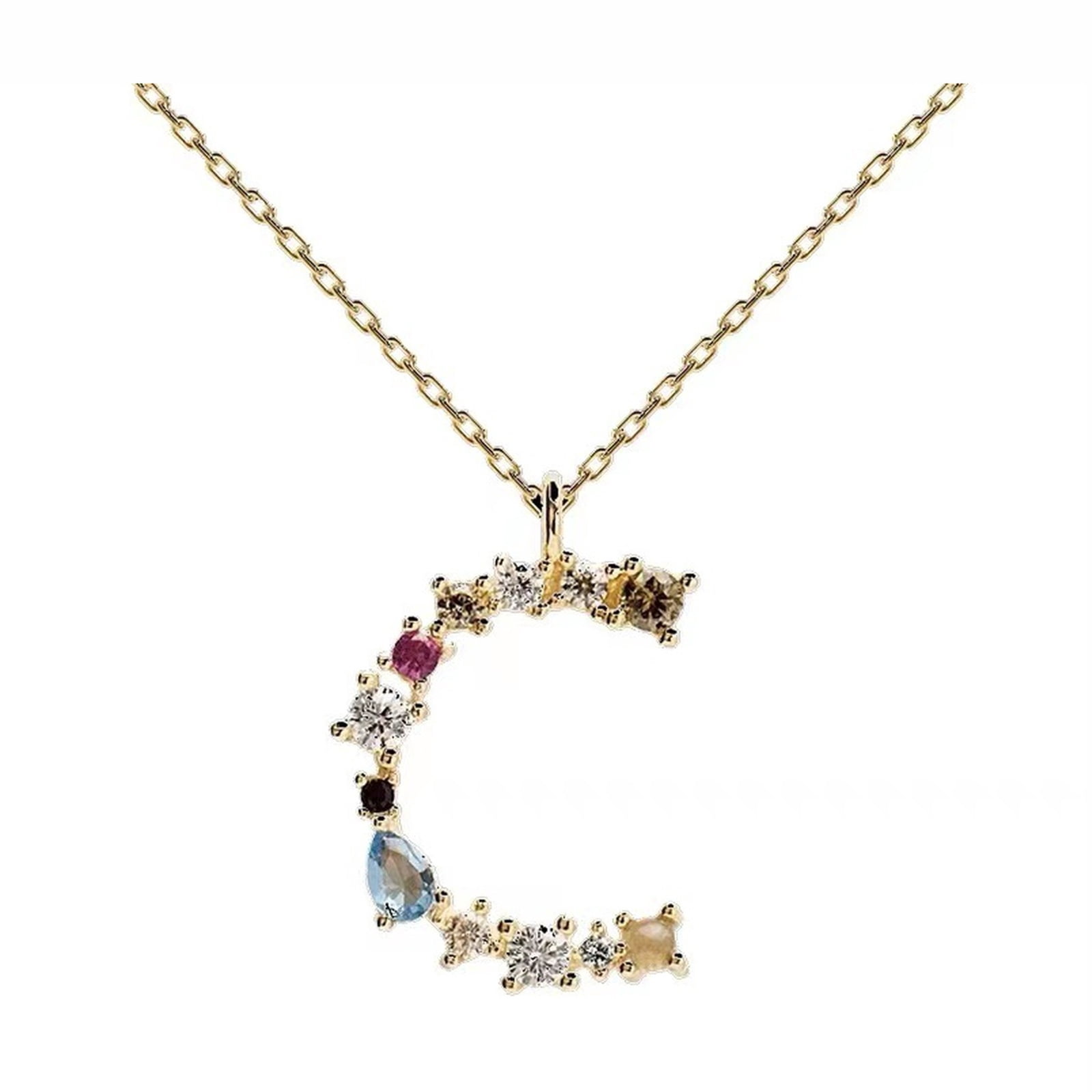 VOLALO Women's Letter C Initial Cable Chain Necklace 14K Gold-Plated ...