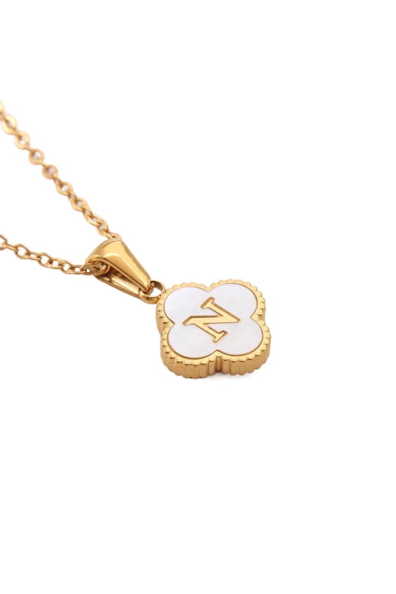 Jewelry Initial Pendant Necklace for Men Womens, 14K Gold Plated Flower Letter Capital Necklace Alphabets from A-Z Figaro Chain Necklace