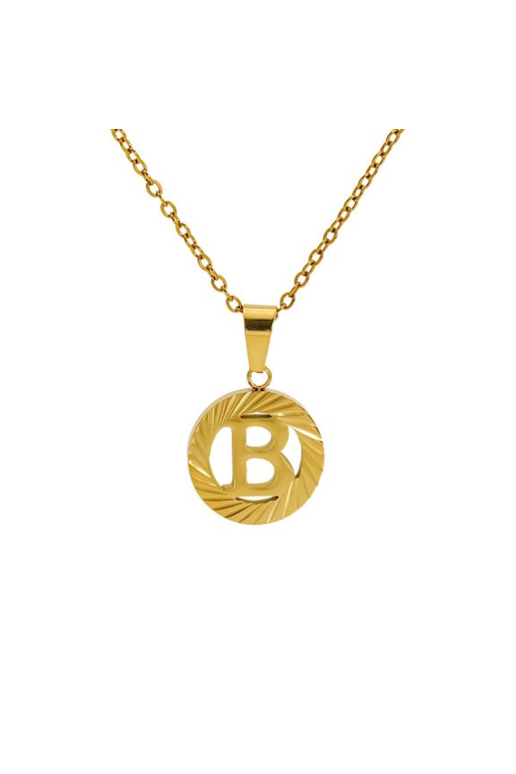 Jewelry Initial Pendant Necklace for Men Womens, 18K Gold Plated Round Letter Capital From A-Z
