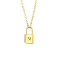 thumbnail image 1 of VOLALO Jewelry Initial Pendant Necklace for Men Womens, 14K Gold Plated Lock Letter Capital From A-Z, 1 of 8
