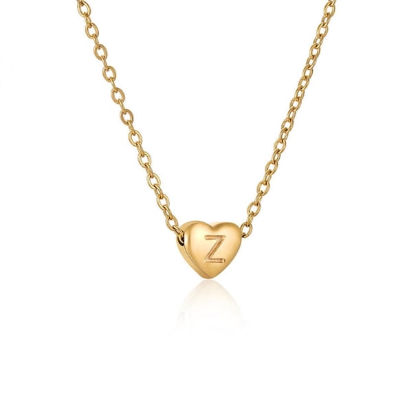 VOLALO Jewelry Initial Pendant Necklace for Men Womens, 18K Gold Plated Heart Letter Capital Necklace Alphabets from A-Z Figaro Chain Necklace