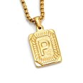 thumbnail image 1 of VOLALO Jewelry Initial Pendant Necklace for Men Womens, 18K Gold Plated Square Letter Capital Necklace Alphabets from A-Z Figaro Chain Necklace, 1 of 10