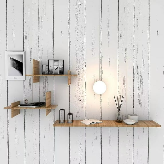 VOLEAAR Black and White Wood Contact Paper 17.7 x 393.7 Inches Peel and Stick Wallpaper Vinyl Film Self Adhesive Removable Waterproof Wood Grain Wall Paper for Wall Countertop Cabinet