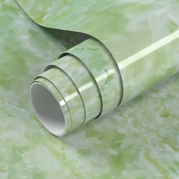 VOLEAAR Cyan Green Marble Contact Paper 15.7 x 393.7 Inches Peel and Stick Wallpaper Vinyl Film Self Adhesive Removable Waterproof Wall Paper for Countertop Cabinet Kitchen