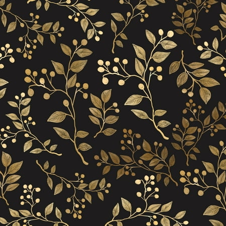 VOLEAAR Vintage Floral Wallpaper Boho Contact Paper Leaf Peel and Stick Wall Paper for Shelves Countertop Furniture Vinyl Self Adhesive Removable Wall Mural Black Yellow 17.5In x 9.8Ft