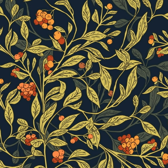 VOLEAAR Wallpaper Peel and Stick Leaf Floral Contact Paper Boho Vintage Wall Paper Vinyl Removable Self Adhesive Paper for Wall Panel Cabinets Tabletop Black Yellow Orange 17.5In x 9.8Ft