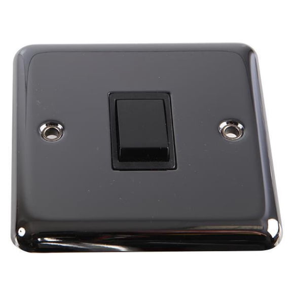 VOLEX ACCESSORIES - 1 Gang 2 Way 10AX Light Switch, Black Nickel