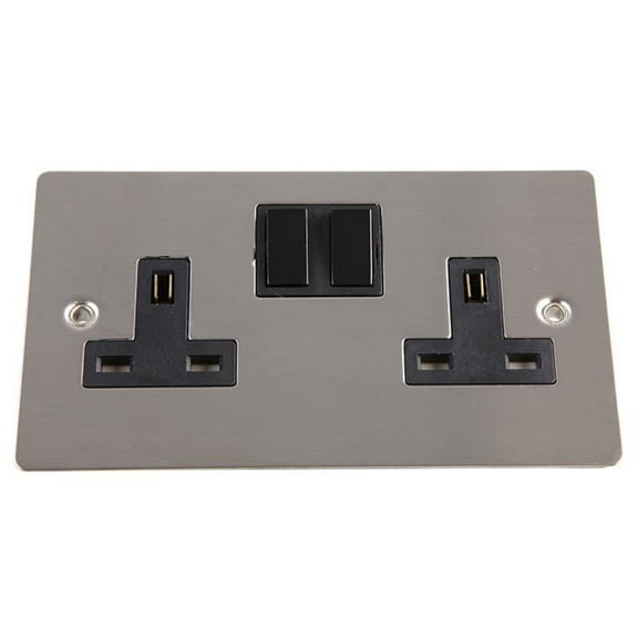 VOLEX ACCESSORIES - 2 Gang 13A DP Switched Socket, Black Nickel