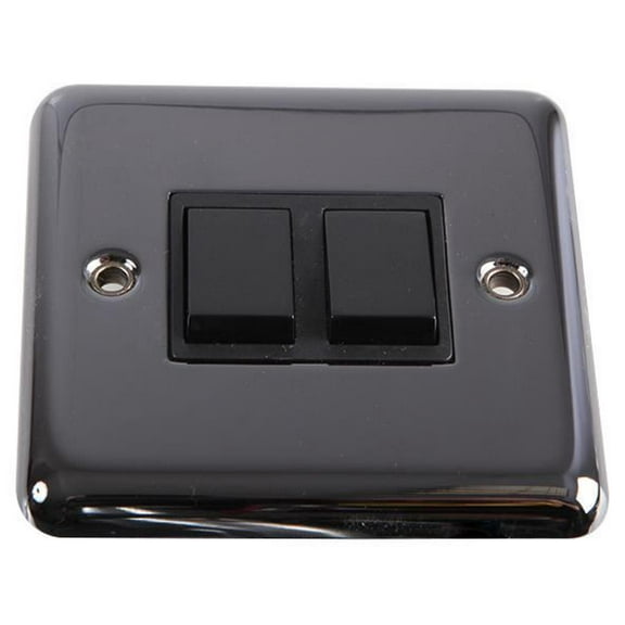 VOLEX ACCESSORIES - 2 Gang 2 Way 10AX Light Switch, Black Nickel