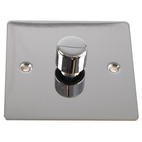 VOLEX ACCESSORIES - Flat Plate 400W Dimmer Switch, Polished Chrome 1 Gang 2 Way