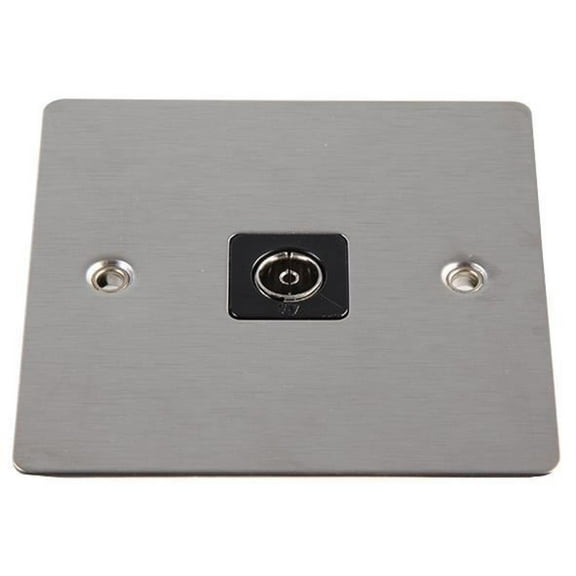 VOLEX ACCESSORIES TV Coaxial Socket, Flat Plate, Brushed Stainless Steel / Black