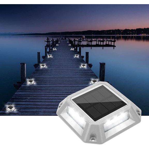VOLISUN Solar Driveway Lights Dock Deck Lights 8-Pack,2 Colors in 1,Solar Powered 1200mAh Battery,Waterproof Outdoor Warning Step Light for Driveway Sidewalk(2 Colors Lighting,White/Blue)