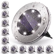 VOLIVO 12 pack Solar Ground Lights Outdoor,8 LED Disk Solar Lights for Lawn Patio Yard Garden Decor