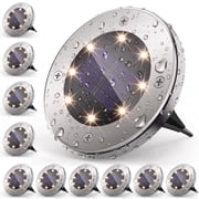 VOLIVO 12 pack Solar Lights Outdoor,8 LED Solar Powered Ground Lights for Garden Driveway Walkway Pathway