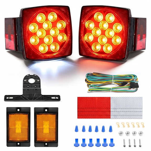 VOLIVO 12V LED Trailer Lights Kit, Submersible Utility Trailer Tail light for Boat RV Car Under 80 In Truck