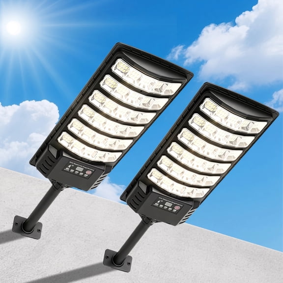 VOLIVO 2PACK Solar Street Light, 180 LED Beads Solar Motion Lights Outdoor Waterproof with Remote for Patio Parking Lot Garage Yard