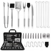 VOLIVO 30 Pcs BBQ Grill Tool Set with Carry Bag, Stainless Steel Fork, Spatula, Tongs BBQ Accessories for Outdoor Cooking, Camping & Gifts for Men