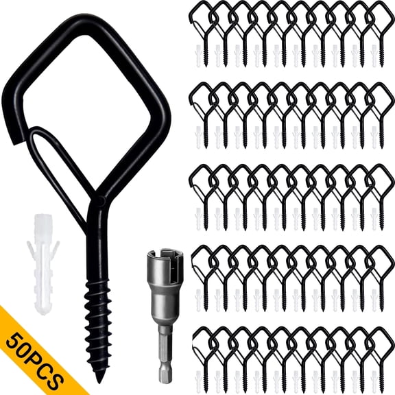 VOLIVO 50PCS Diamond Screw Hooks, Ceiling Q-Hanger Metal Hooks for String Lights, Wind Chimes, Outdoor Decorations
