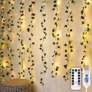 VOLIVO Artificial Ivy Curtain String Lights, 9.9 x 3.3FT, 100 LEDs with 8 Light Modes, USB Powered & Remote Controlled Hanging Fairy Lights for Bedroom, Wall, Wedding, Party