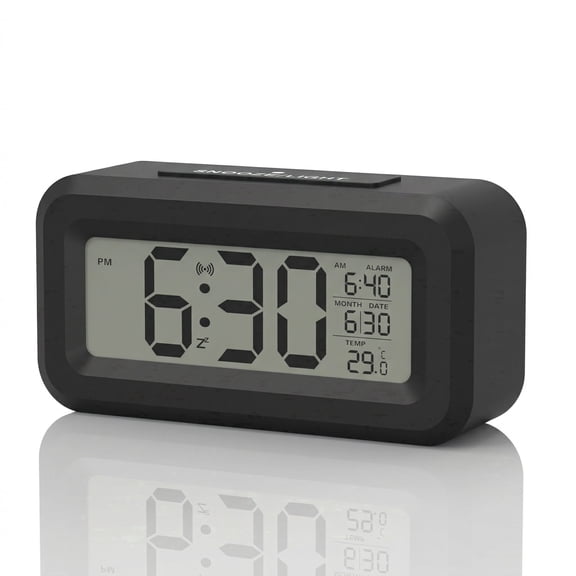 VOLIVO Digital Alarm Clock with Large Display Showing Month, Date and Temperature, ℃/℉ Switch, Snooze, Battery Operated, Long Battery Life for bedrooms, bedside tables, desks, and office.