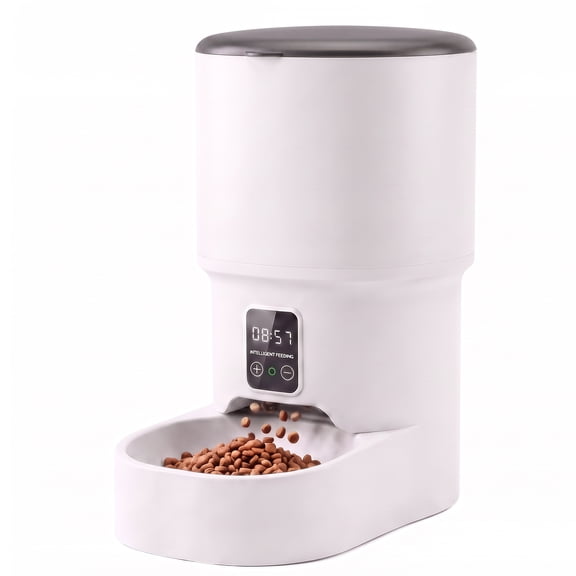 VOLIVO Automatic Cat Feeder, 4L Timed Cat Food Dispenser, Dual Power Supply, Auto Pet Feeder for Cats & Small Dogs, White