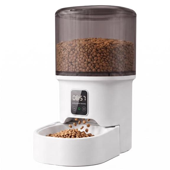 VOLIVO Automatic Cat Feeder, 4L Timed Cat Food Dispenser, Dual Power Supply, Visible Auto Pet Feeder for Cats & Small Dogs