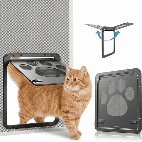 VOLIVO Puerta para Gato para Puerta de Pantalla, Puerta para Perrito con Solapa Magnética de Cierre Automático y Cerradura Deslizante, Puerta de Pantalla para Mascota de 8" W x 10.2" H con Apertura para Gato, Cachorro Perro