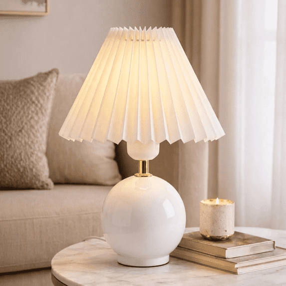 VOLIVO Ceramic Table Lamp, 3 Color Temperatures & 10 Dimmable, Bedside Lamp with USB Power for Bedroom, Living Room