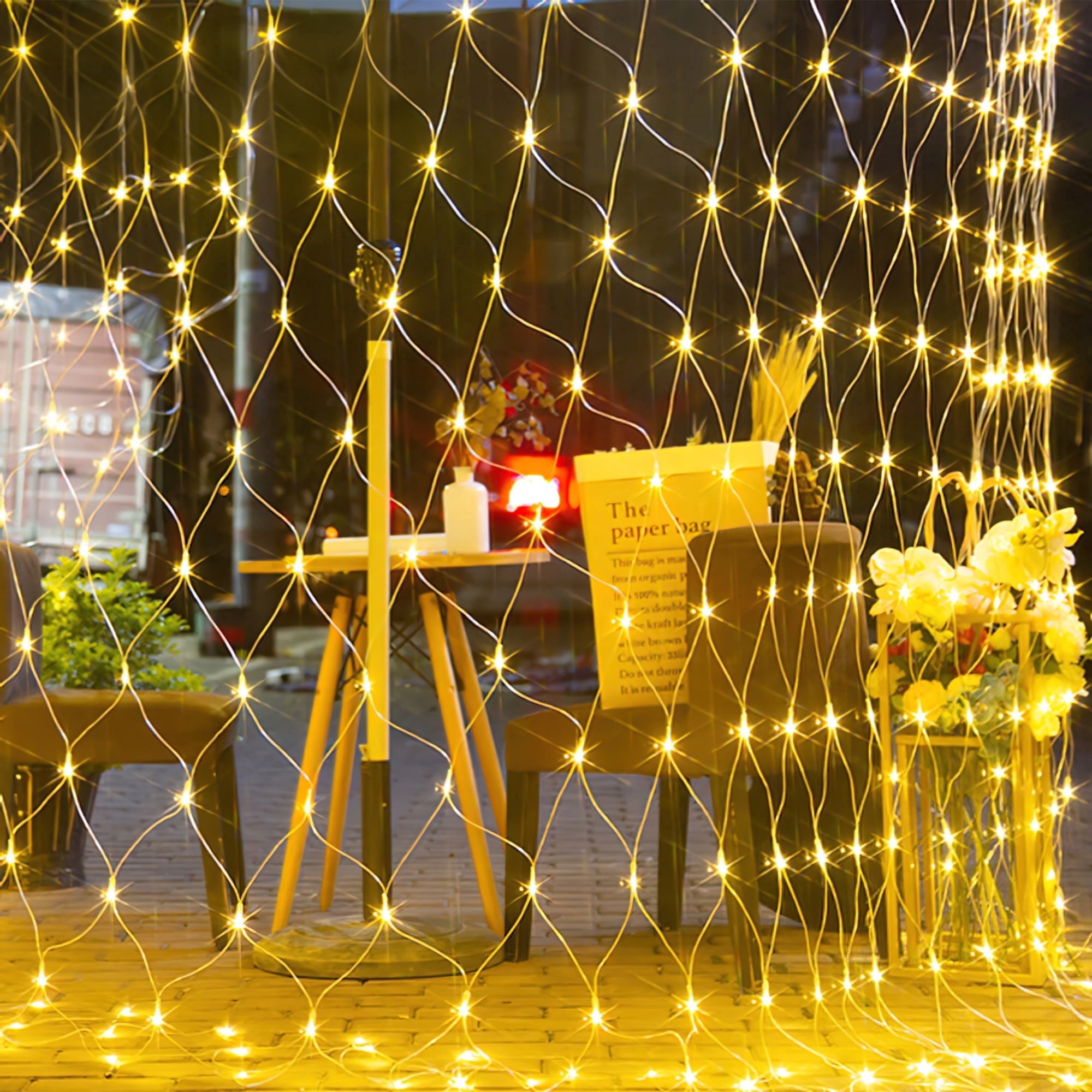 VOLIVO Christmas Net Lights Outdoor, Warm White Waterproof Mesh Fairy String Lights, 12ft*5ft 360 LED with 8 Modes Plug in, for Bushes Garden Party Decoration