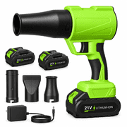 Volivo Cordless Leaf Blowers Green, 388 Cfm 30,000 Rpm Snow Blowers with 2 x 2.4Ah Batteries & Fast Charger, Portable Lightweight for Yard, Lawn, Leaves, Patio