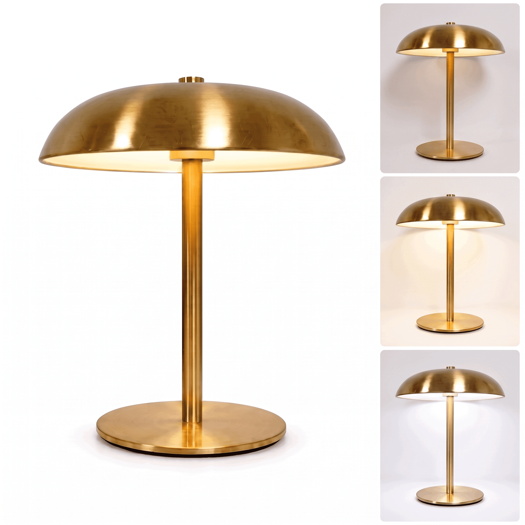 VOLIVO Cordless Table Lamp, Brass Rechargeable Desk Lamp with 3 Color Temperatures, Dimmable Night Lights for Modern Bed