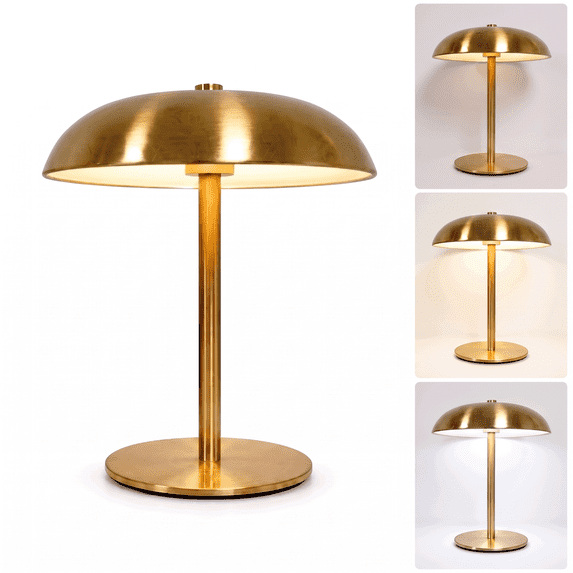 VOLIVO Cordless Table Lamp, Brass Rechargeable Desk Lamp with 3 Color Temperatures, Dimmable Night Lights for Modern Bedroom, Office
