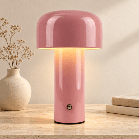 VOLIVO Pink Table Lamp, Rechargeable LED Lamp with 3 Color Temperatures & Dimming, Touch Control Bedside Lamp with Memory Function, Portable Night Light for Bedroom, Desk, Home Decor